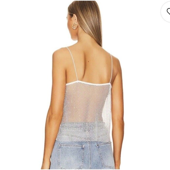 We Wore What Crystal Mesh Cami White Size XXS Disco Summery Clubwear Party - Picture 2 of 7